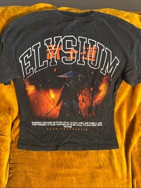 Black Short-Sleeve Graphic Tee - Samurai Flame